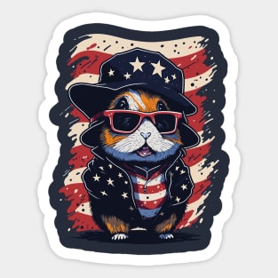 Patriotic Guinea Pig Sticker